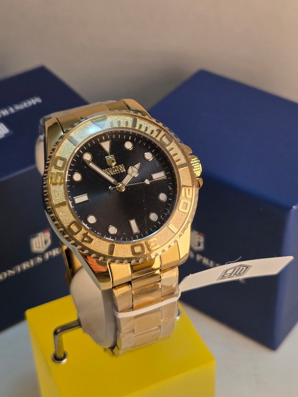 Montres Prestige Thalm X Invicta MPW-0263 Gold Black Diver Quartz 43mm Watch New